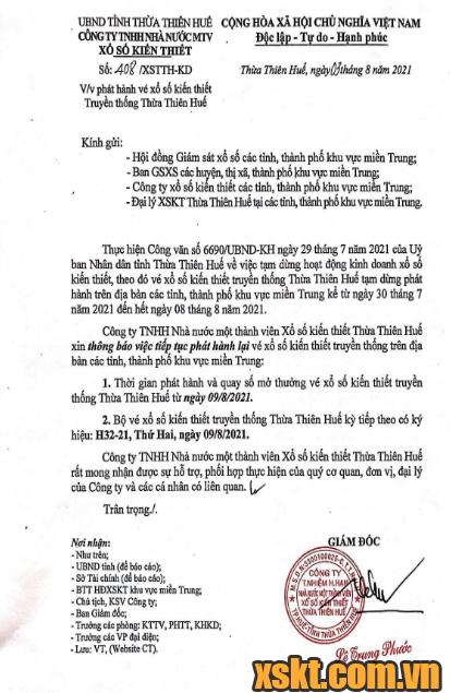 XSKT Thừa Thiên Huế quay thưởng trở lại ngày 09/08/2021