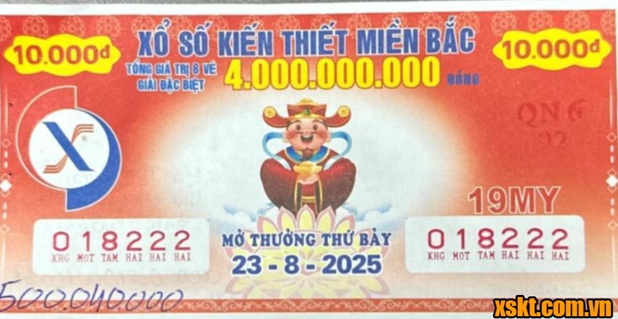 Tấm vé may mắn trúng thưởng kỳ quay ngày 23/8/2025