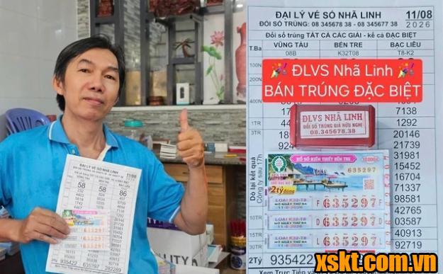 Hình ảnh 3 vé số trúng độc đắc XSKT Bến Tre
