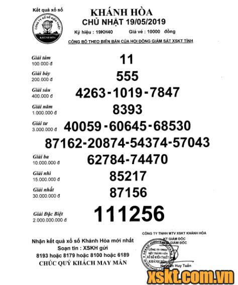 XSKH ngày 19/5/2019