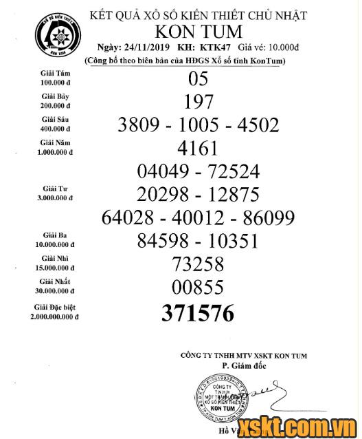 XSKT ngày 24/11/2019