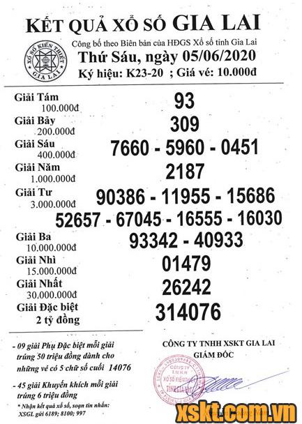 XSGL ngày 5/6/2020