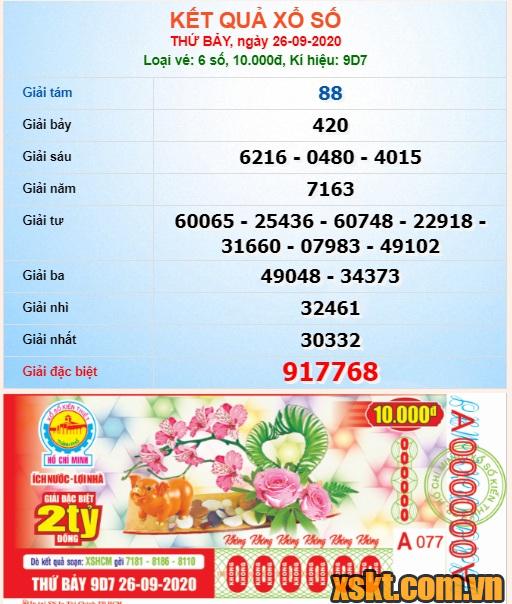 XSHCM ngày 26/9/2020