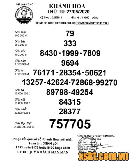 XSKH ngày 27/5/2020
