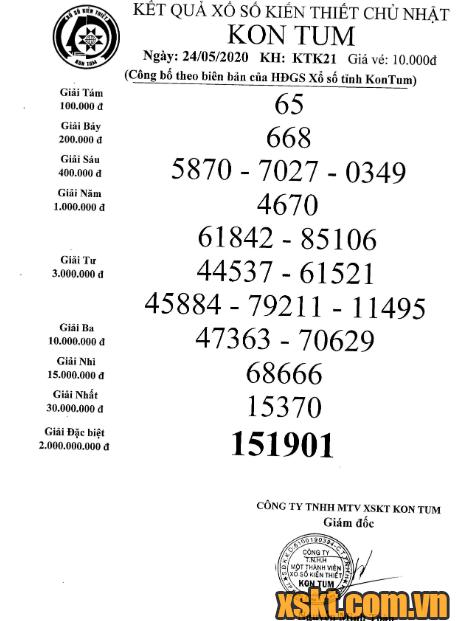 XSKT ngày 24/5/2020