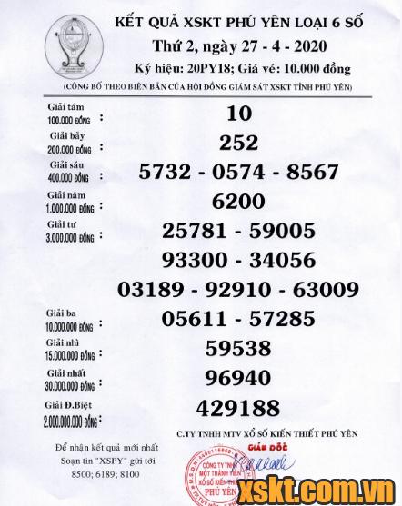 XSPY ngày 27/4/2020