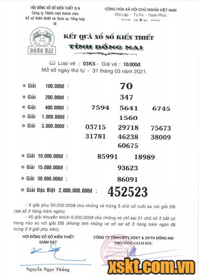 XSDN ngày 31/3/2021