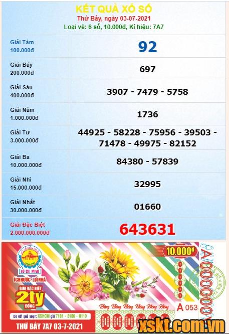 XSHCM ngày 3/7/2021