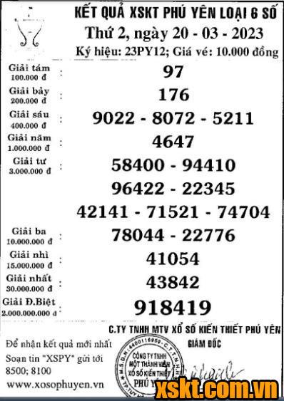 XSPY ngày 20/3/2023