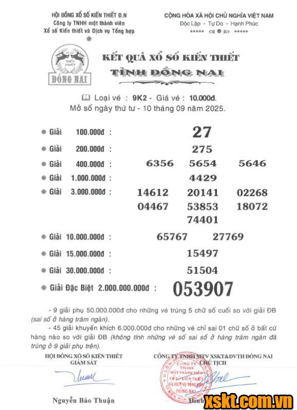 XSDN ngày 10/9/2025