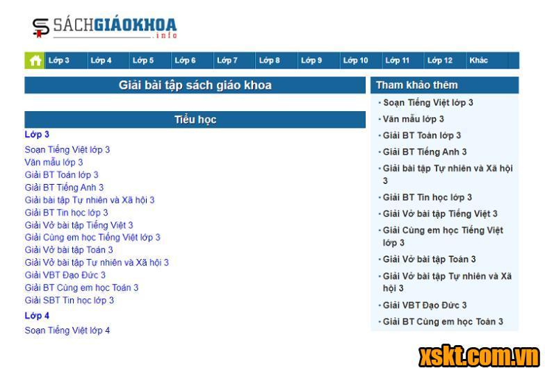 Hình ảnh giao diện Website Sachgiaokhoa.info