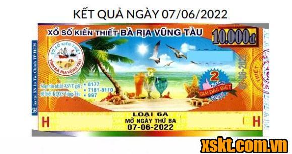 Hình ảnh tờ vé xổ số Vũng Tàu ngày 07/06/2022