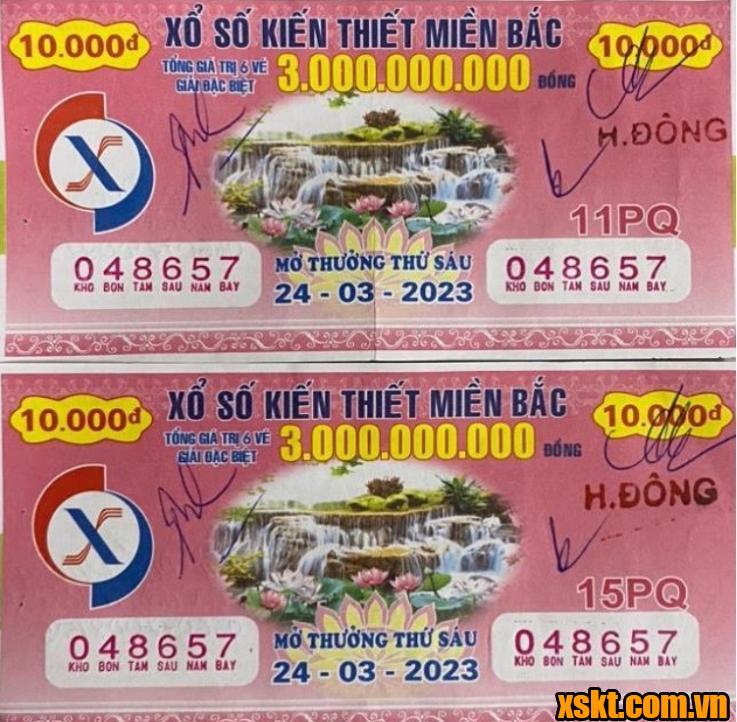 2 tờ vé số may mắn của anh Đ ở Nam định may mắn trúng giải đặc biệt 1 tỷ đồng