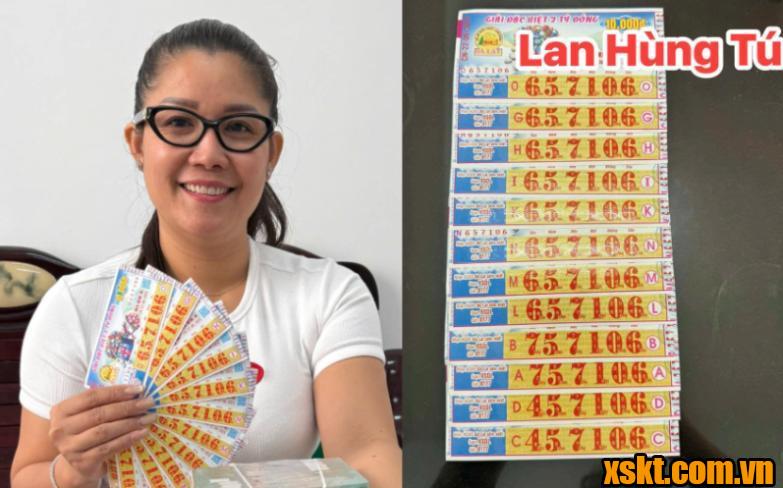 Chủ đại lý vé số chia sẻ hình ảnh 8 tờ vé số trúng giải đặc biệt của XSKT Đà Lạt