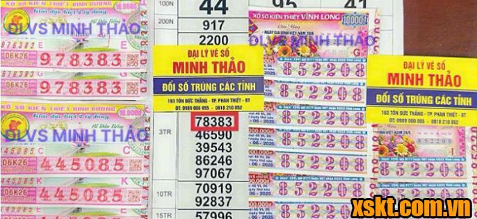 Hình ảnh vé số trúng giải đặc biệt của XSKT Bình Dương