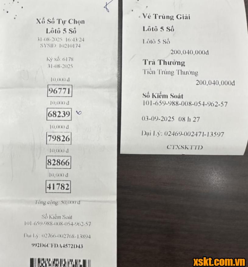 Trúng ngay 200 triệu đồng khi mua xổ số điện toán Lô tô 5 số ngày 31/8/2025