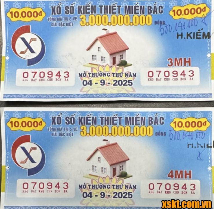 3 tấm vé may mắn trúng thưởng kỳ quay ngày 4/9/2025