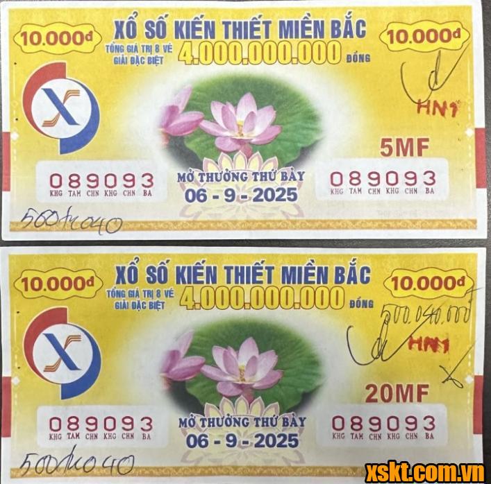 2 tấm vé may mắn trúng thưởng kỳ quay ngày 6/9/2025