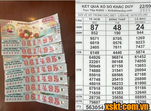Hình ảnh 7 vé số trúng giải độc đắc 14 tỉ của XSKT Cà Mau