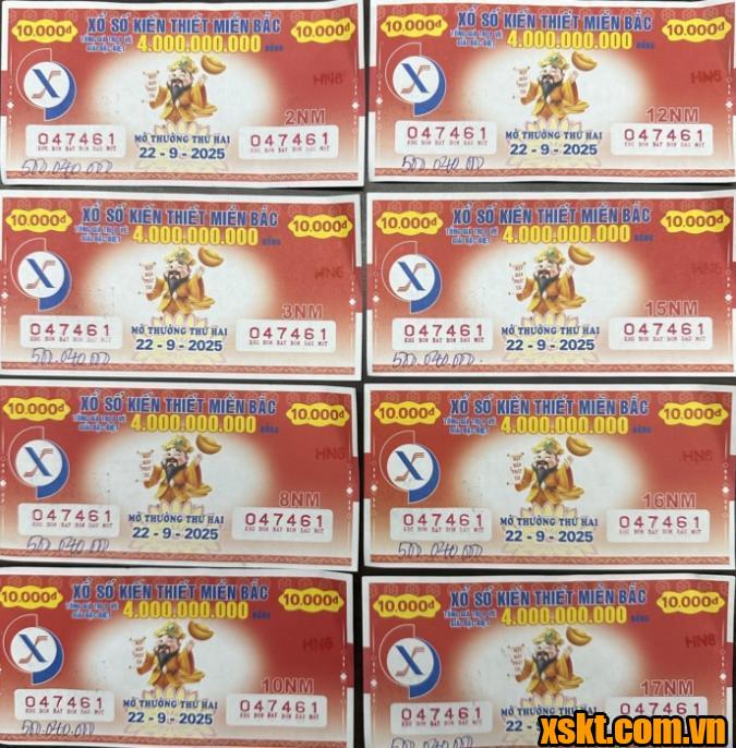 8 tấm vé may mắn trúng thưởng kỳ quay ngày 22/9/2025