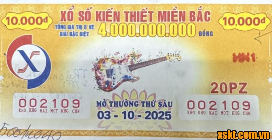 tấm vé may mắn trúng thưởng kỳ quay ngày 3/10/2025