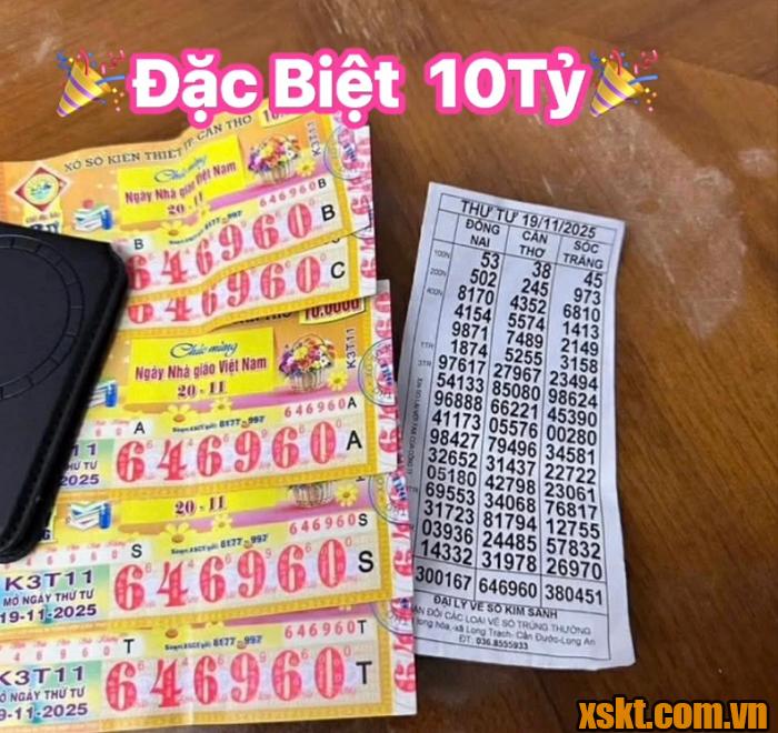 Hình ảnh 5 vé số trúng độc đắc của XSKT Cần Thơ