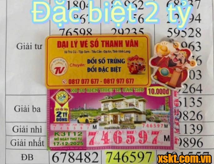 Hình ảnh vé số trúng độc đắc 2 tỷ của XSKT Cần Thơ