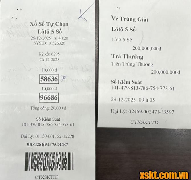 Trúng ngay 200 triệu đồng khi mua xổ số điện toán Lô tô 5 số ngày 26/12/2025