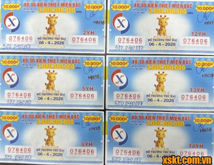 Khách hàng ở Ba Đình may mắn trúng 6 tờ vé số kỳ quay ngày 6/4