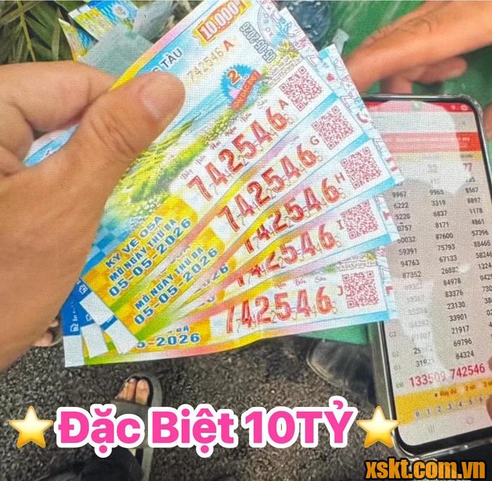 Hình ảnh 5 tờ vé số trúng độc đắc XSKT Vũng Tàu của nhân viên trại hòm