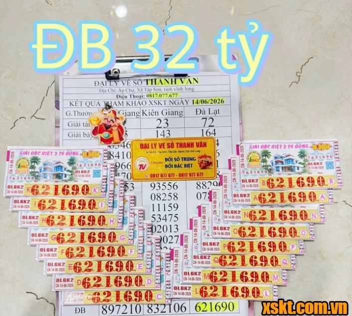 16 vé số trúng độc đắc XSKT Đà Lạt của khách hàng Vĩnh Long