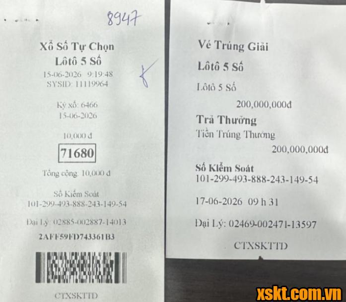 Khách hàng may mắn trúng 200 triệu đồng xổ số điện toán Lotto 5 số ngày 15/6
