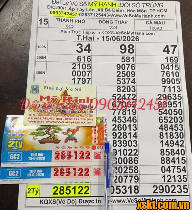 Hình ảnh 2 vé số trúng giải Đặc biệt XSKT TP HCM của tài xế xe dịch vụ