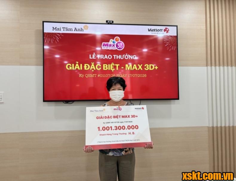 Bà H.B. 66 tuổi trúng hơn 1 tỷ đồng giải đặc biệt Max3D+