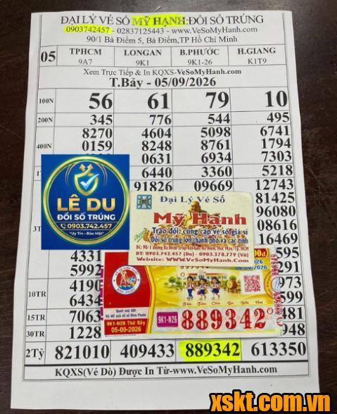 Hình ảnh tờ vé số trúng giải Đặc biệt XSKT Bình Phước mở thưởng ngày 05/09/2026