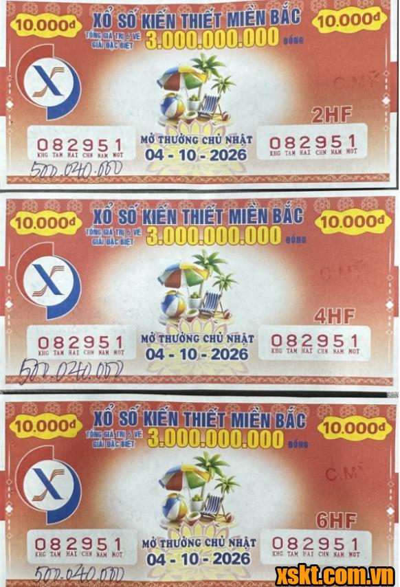 Tấm vé số may mắn trúng thưởng ngày 4/10/2026