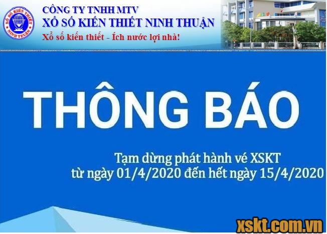 Xổ Số Ninh Thuận tạm dừng quay số mở thưởng đến hết ngày 15/04/2020
