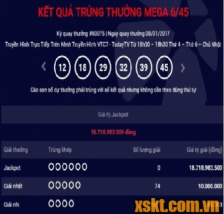 Hình ảnh kết quả Mega6/45 ngày 08/01/2017