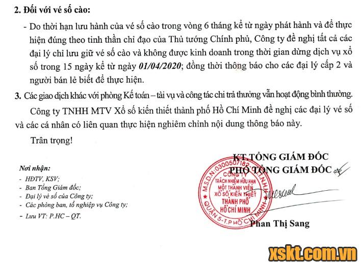 Xổ Số TP.Hồ Chí Minh tạm dừng quay số mở thưởng đến hết ngày 15/04/2020