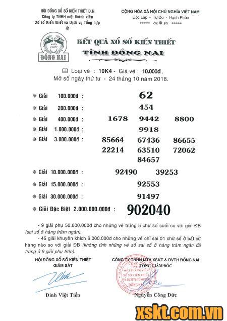 XSDN ngày 24/10/2018
