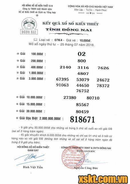 XSDN ngày 25/7/2018