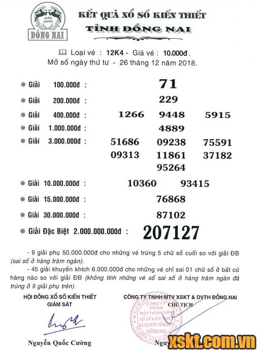 XSDN ngày 26/12/2018