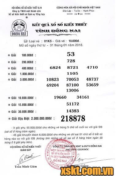 XSDN ngày 31/1/2018