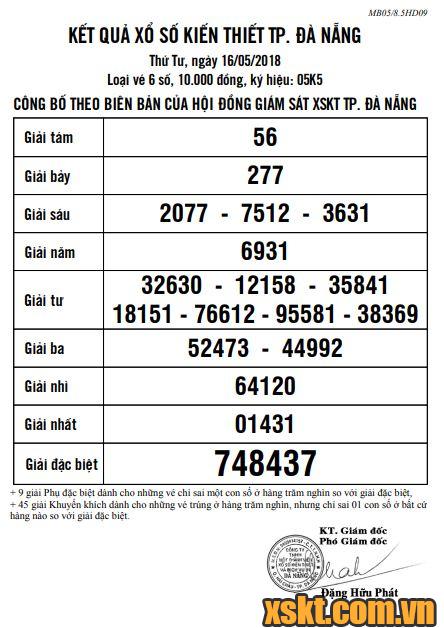 XSDNG ngày 16/5/2018