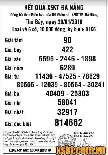 XSDNG ngày 20/1/2018