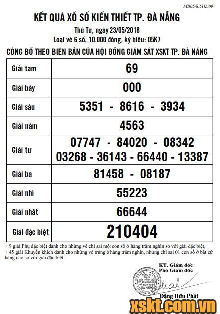 XSDNG ngày 23/5/2018