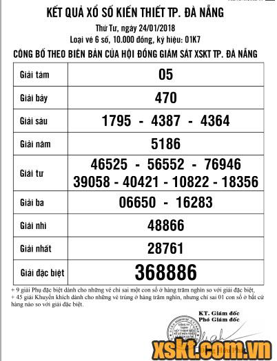 XSDNG ngày 24/1/2018