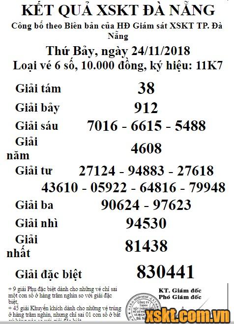 XSDNG ngày 24/11/2018