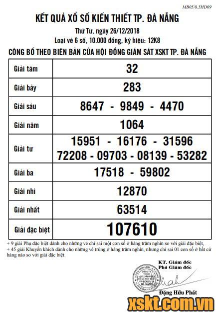XSDNG ngày 26/12/2018