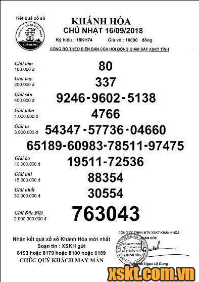 XSKH ngày 16/9/2018